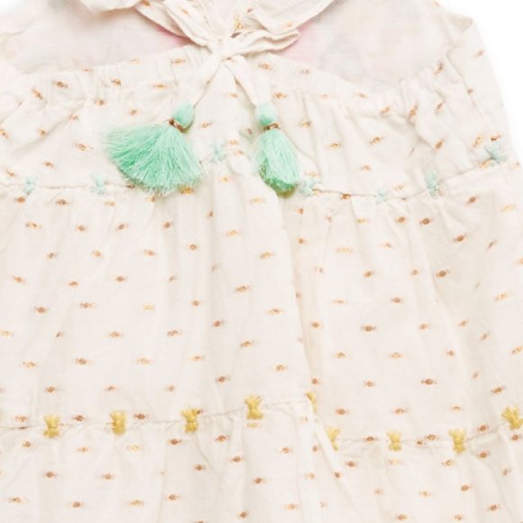 NEW PEEK Baby Embroidered Flutter Strap Tank Flare Tasseled Tiered Ruffle Dress - Picture 4 of 4